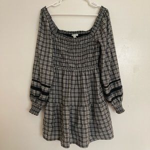 American Eagle Plaid Black and White Dress Size M